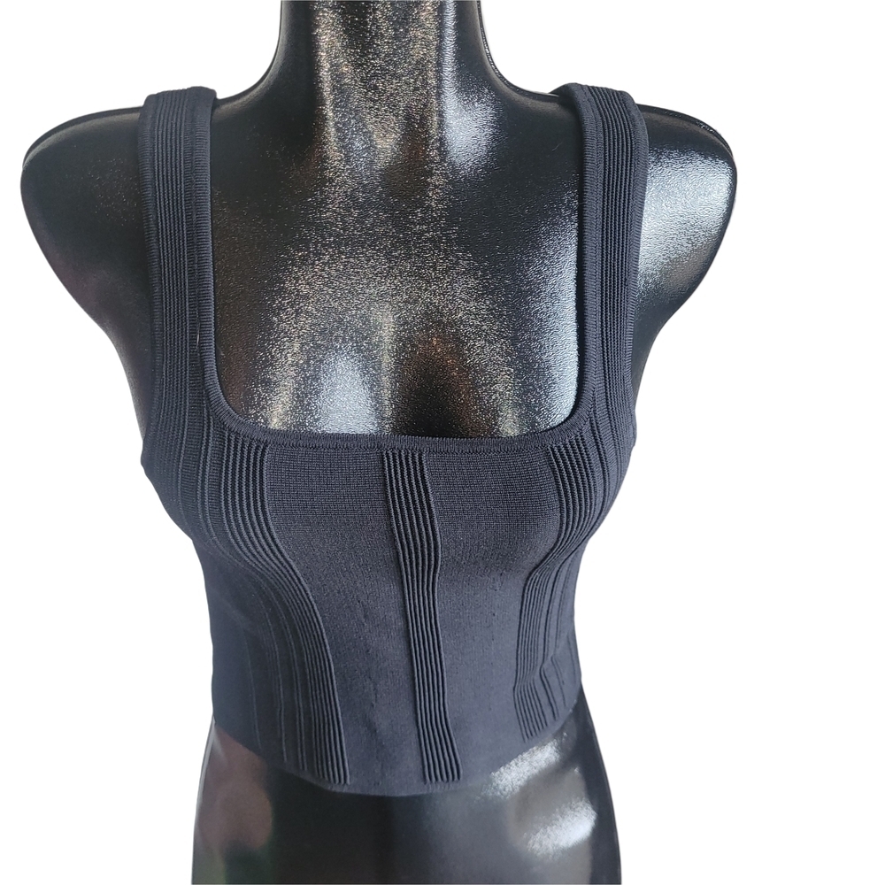 Dynamite Black Ribbed Crop Tank Top S